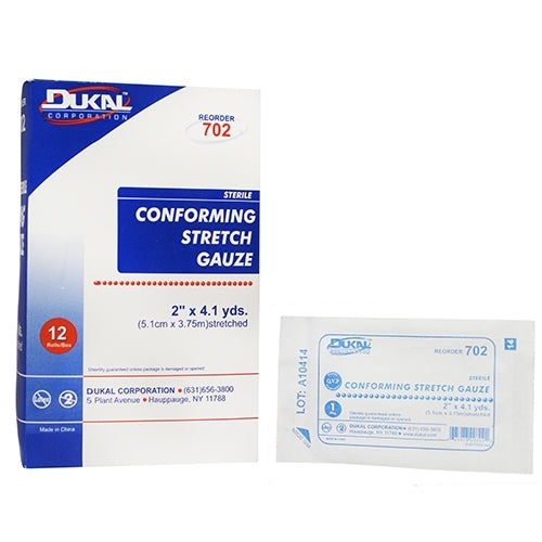 Dukal Conforming Bandage Dukal Polyester / Rayon 1-Ply 2 Inch X 4-1/10 Yard Roll Shape Sterile, 1/EA