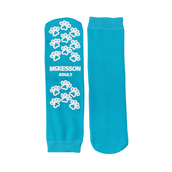 Slipper Socks McKesson Terries™ Unisex Adult Large Single Tread Single Patient Use Teal