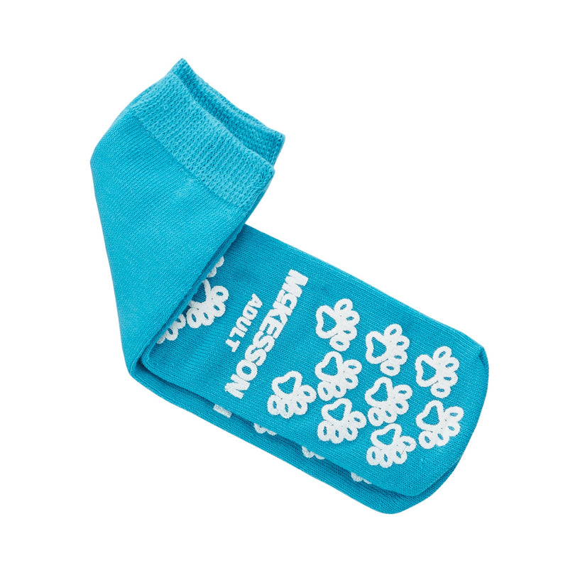 Slipper Socks McKesson Terries™ Unisex Adult Large Single Tread Single Patient Use Teal