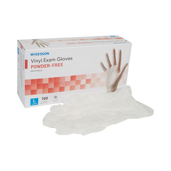 Exam Glove McKesson Large NonSterile Vinyl Standard Cuff Length Smooth Clear Not Rated