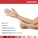 Exam Glove McKesson Large NonSterile Vinyl Standard Cuff Length Smooth Clear Not Rated
