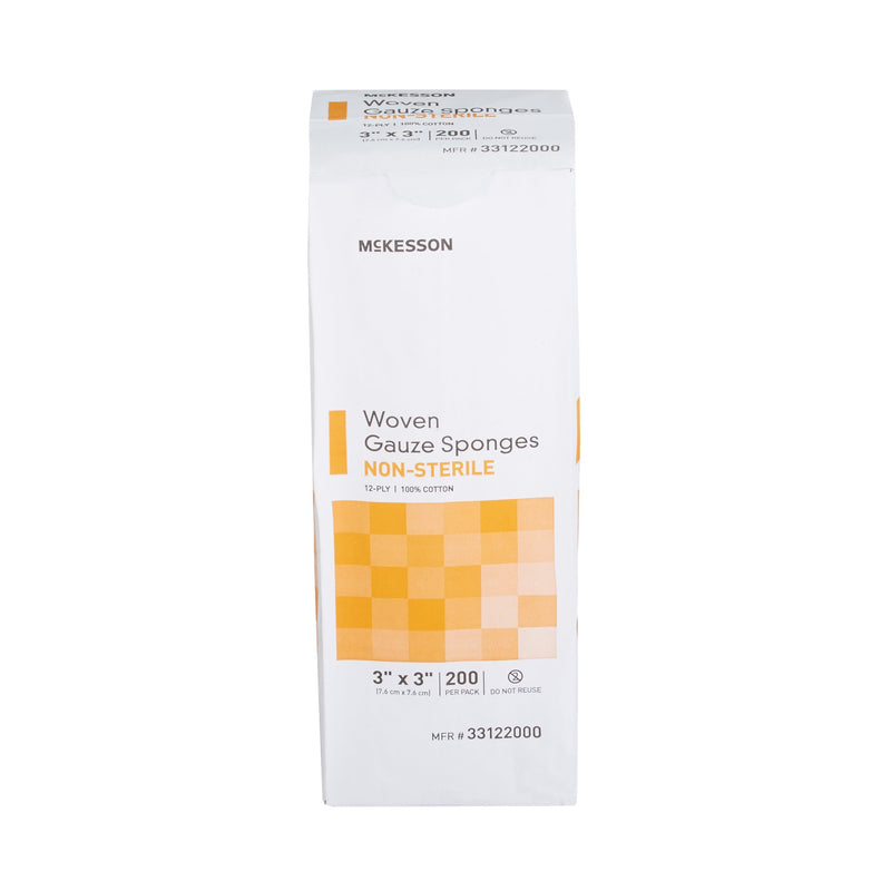 Gauze Sponge McKesson 3 X 3 Inch 12-Ply NonSterile 200 per Pack