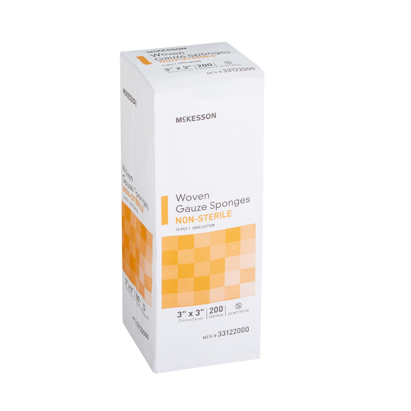 Gauze Sponge McKesson 3 X 3 Inch 12-Ply NonSterile 200 per Pack