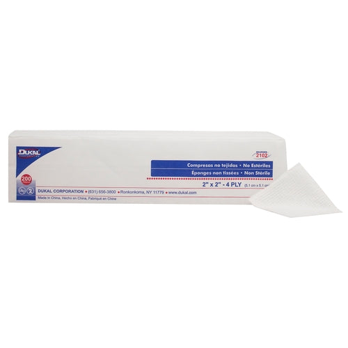 Dukal NonWoven Sponge Clinisorb Polyester / Rayon 4-ply 2 x 2" Square NonSterile, 200/BG