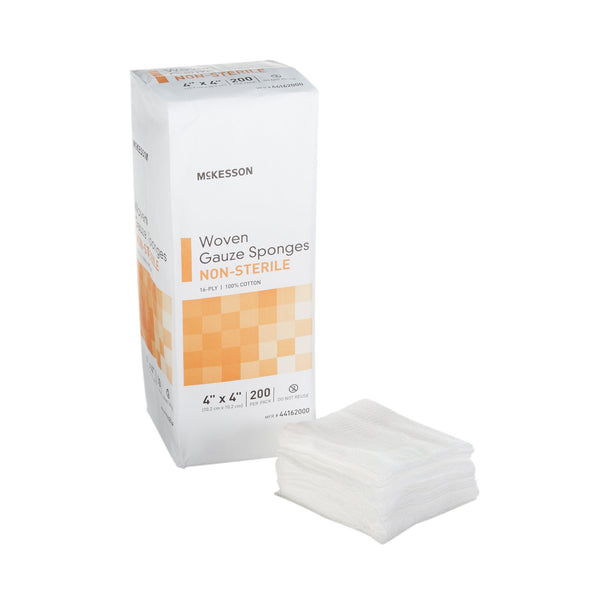 Gauze Sponge McKesson 4 X 4 Inch 16-Ply NonSterile 200 per Pack