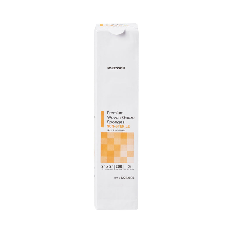 Gauze Sponge McKesson 2 X 2 Inch 12-Ply NonSterile 200 per Pack