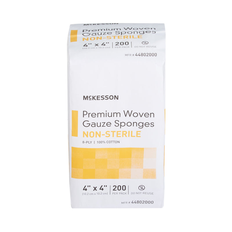 Gauze Sponge McKesson 4 X 4 Inch 8-Ply NonSterile 200 per Pack
