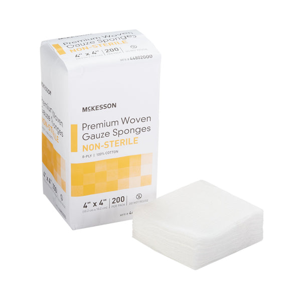 Gauze Sponge McKesson 4 X 4 Inch 8-Ply NonSterile 200 per Pack