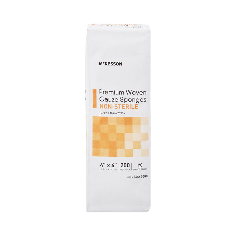 Gauze Sponge McKesson 4 X 4 Inch 16-Ply NonSterile 200 per Pack