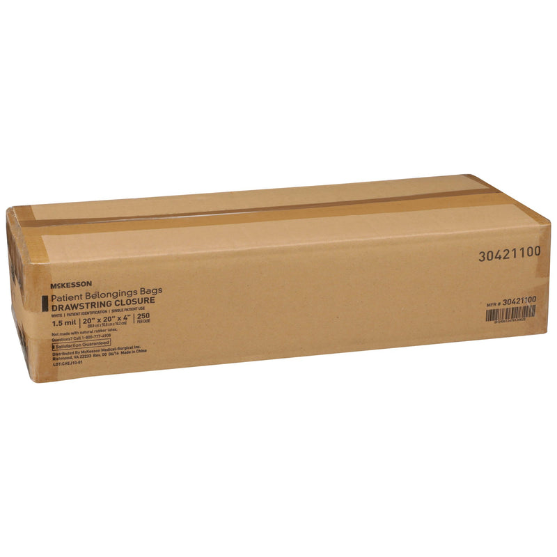 Patient Belongings Bag McKesson 4 X 20 X 20 Inch Polyethylene Drawstring Closure White