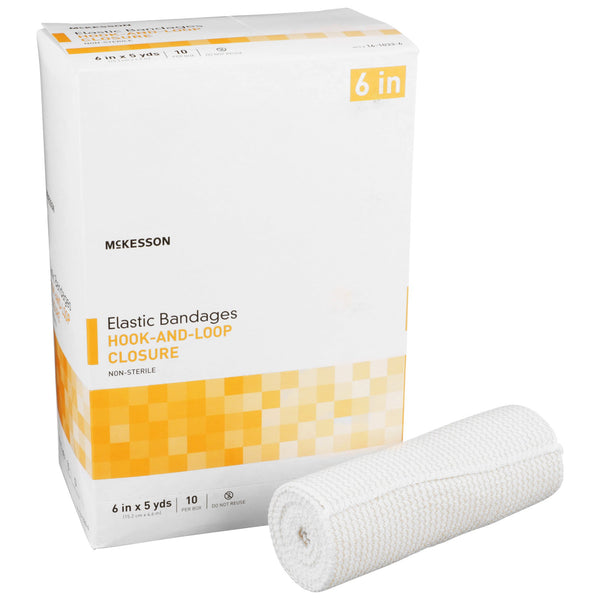 Elastic Bandage McKesson 6 Inch X 5 Yard Single Hook and Loop Closure Tan NonSterile Standard Compression