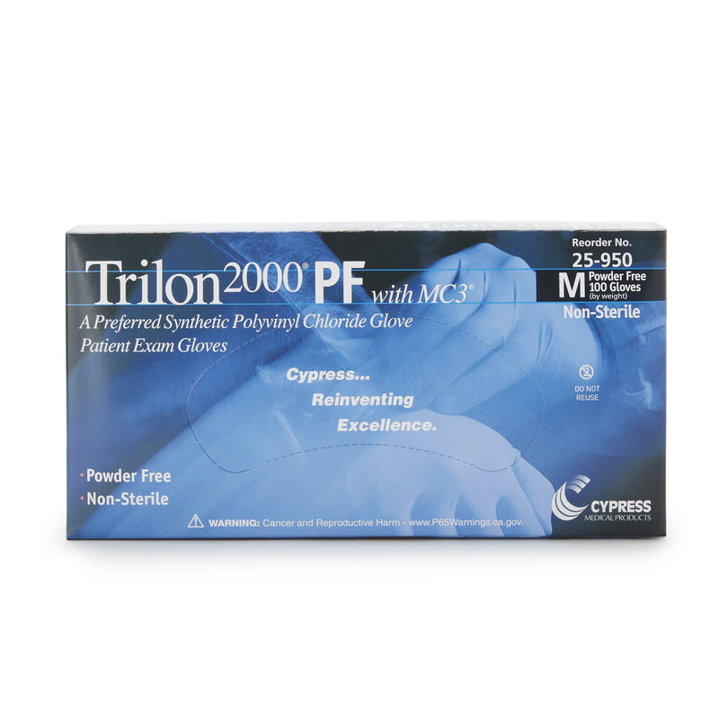 Exam Glove Trilon 2000® PF with MC3® Medium NonSterile Stretch Vinyl Standard Cuff Length Smooth Ivory Not Rated WITH PROP. 65 WARNING