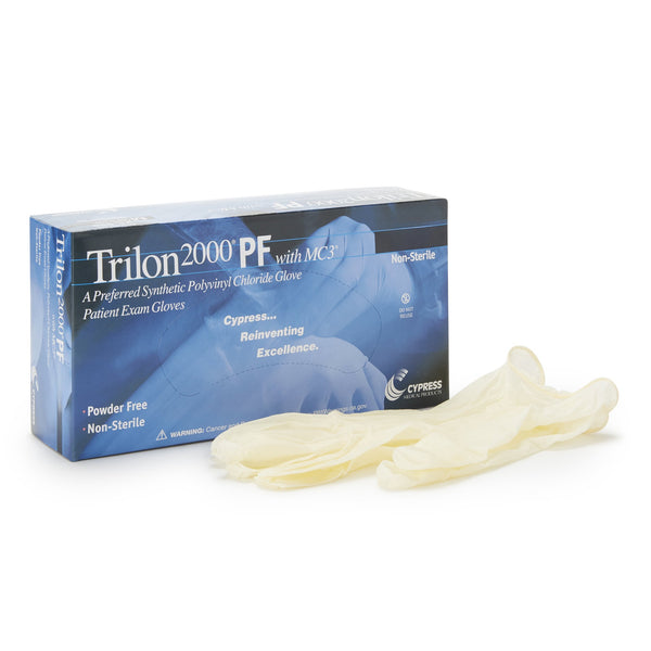 Exam Glove Trilon 2000® PF with MC3® Large NonSterile Stretch Vinyl Standard Cuff Length Smooth Ivory Not Rated WITH PROP. 65 WARNING