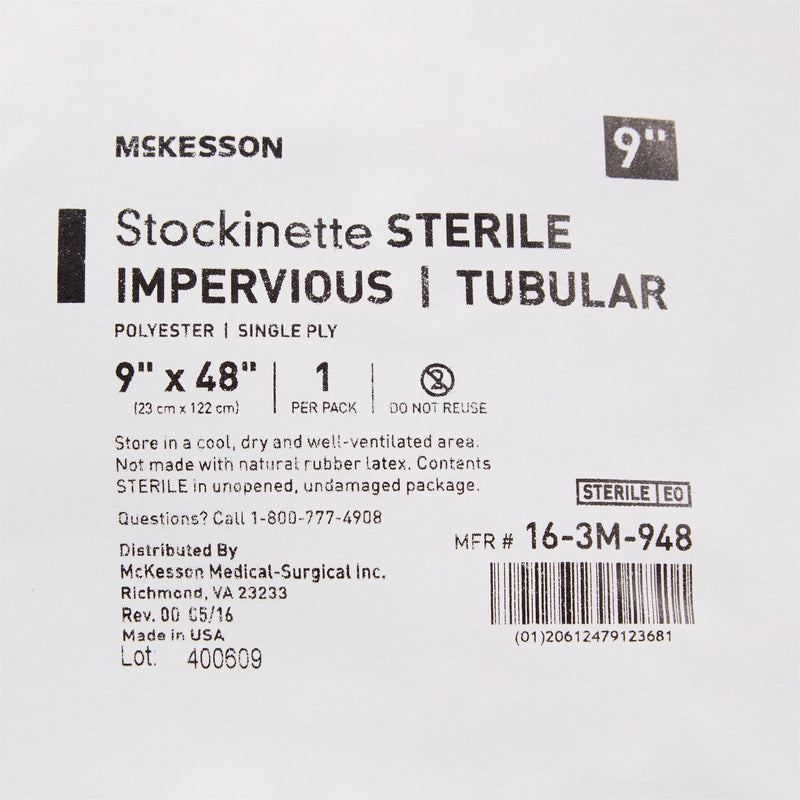 Surgical Stockinette Impervious / Tubular McKesson 9 W X 48 L Inch Sterile