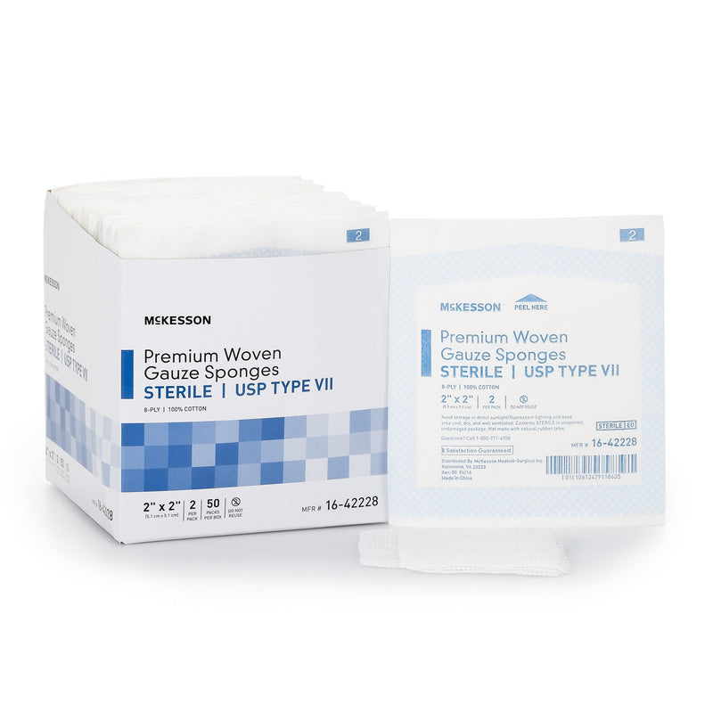 Gauze Sponge McKesson 2 X 2 Inch 8-Ply Sterile 2 per Pack