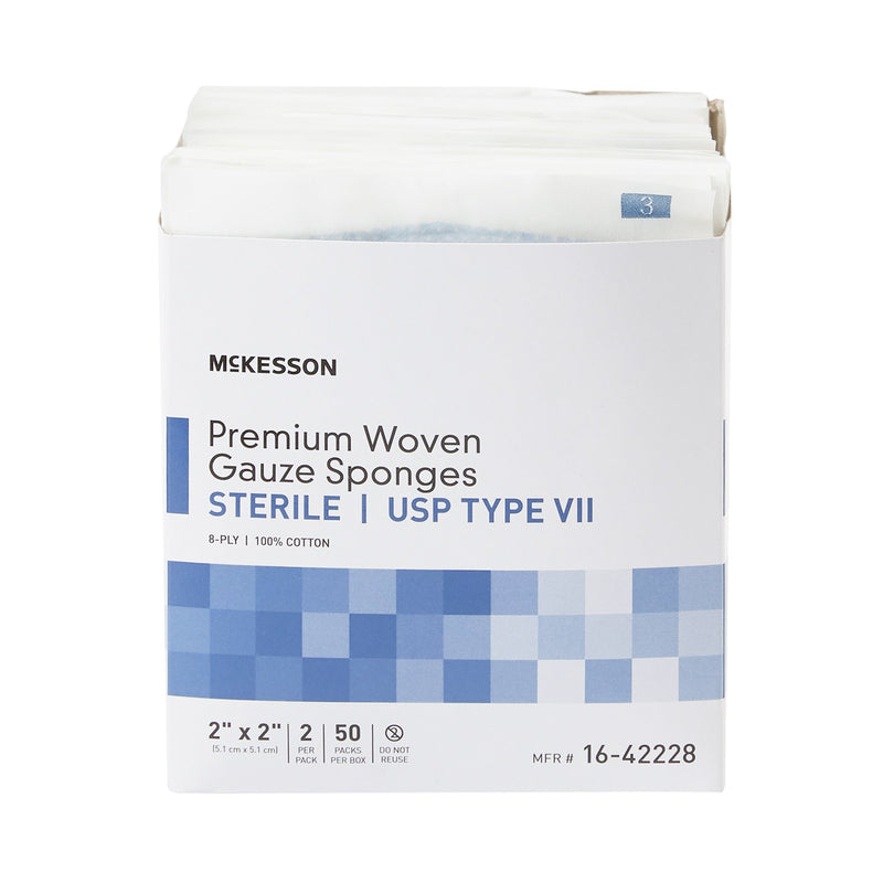 Gauze Sponge McKesson 2 X 2 Inch 8-Ply Sterile 2 per Pack