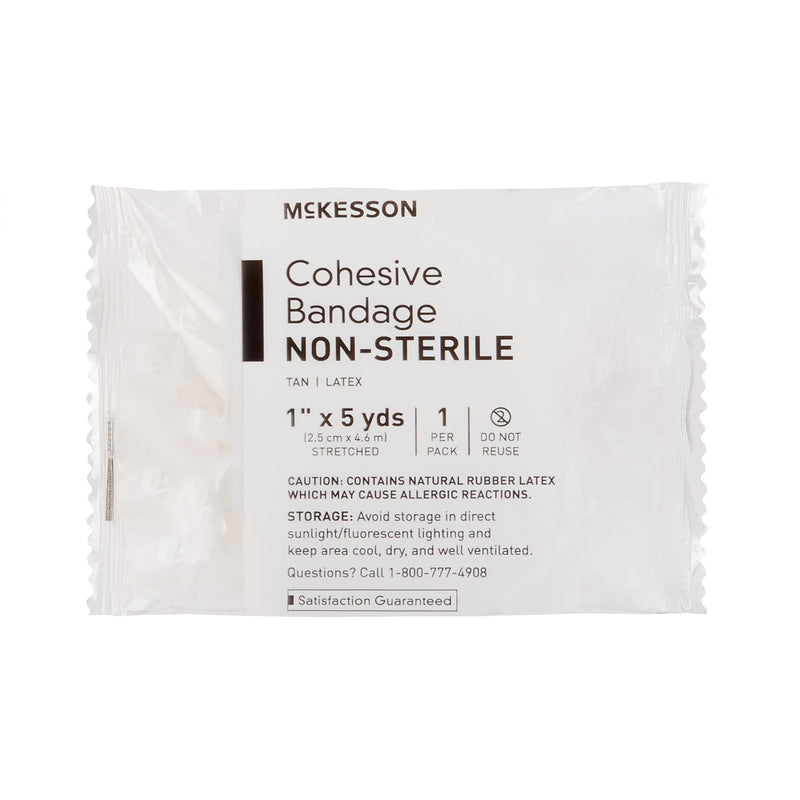 Cohesive Bandage McKesson 1 Inch X 5 Yard Self-adherent Closure Tan NonSterile Standard Compression