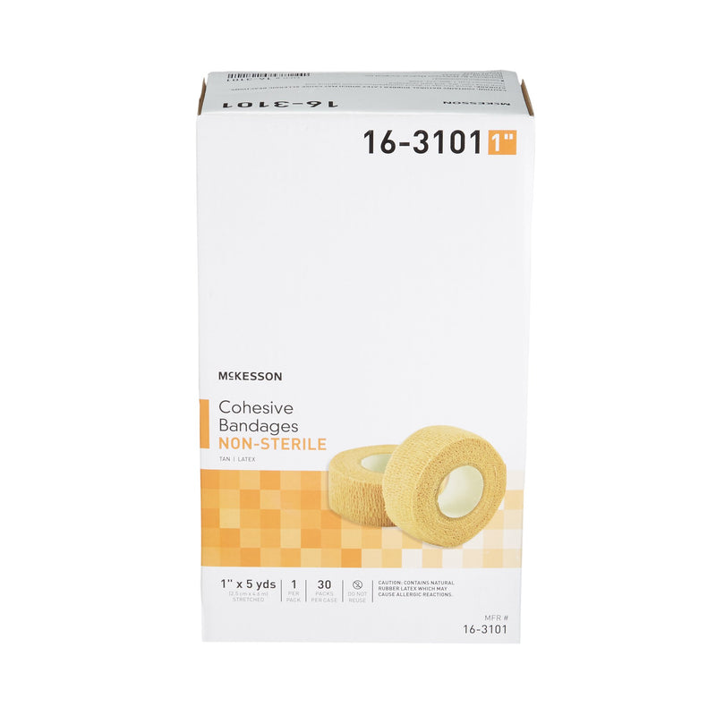 Cohesive Bandage McKesson 1 Inch X 5 Yard Self-adherent Closure Tan NonSterile Standard Compression