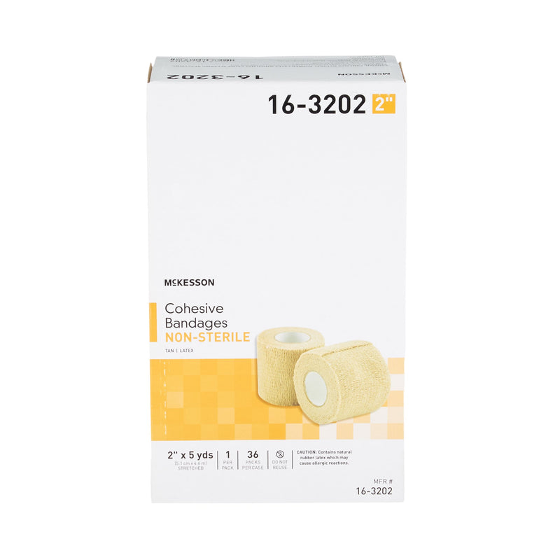 Cohesive Bandage McKesson 2 Inch X 5 Yard Self-adherent Closure Tan NonSterile Standard Compression