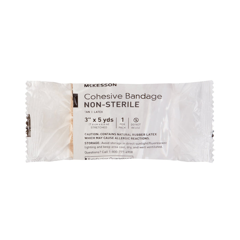 Cohesive Bandage McKesson 3 Inch X 5 Yard Self-adherent Closure Tan NonSterile Standard Compression