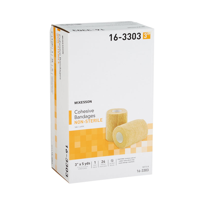 Cohesive Bandage McKesson 3 Inch X 5 Yard Self-adherent Closure Tan NonSterile Standard Compression