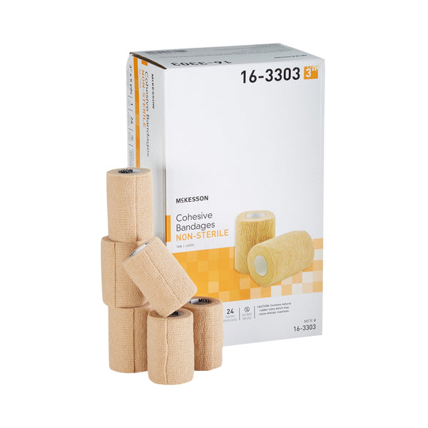 Cohesive Bandage McKesson 3 Inch X 5 Yard Self-adherent Closure Tan NonSterile Standard Compression