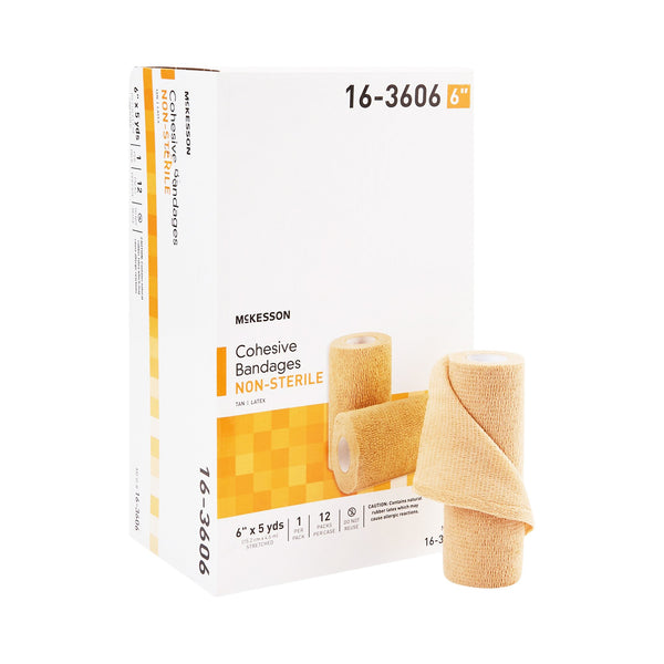 Cohesive Bandage McKesson 6 Inch X 5 Yard Self-adherent Closure Tan NonSterile Standard Compression