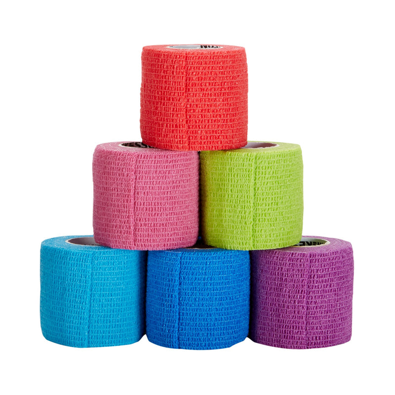 Cohesive Bandage McKesson 2 Inch X 5 Yard Self-adherent Closure Purple / Pink / Green / Light Blue / Royal Blue / Red NonSterile Standard Compression