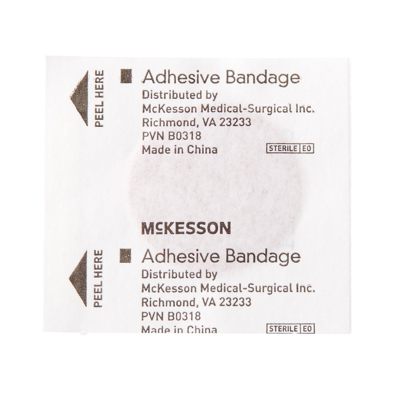 Adhesive Spot Bandage McKesson 1 Inch Fabric Round Tan Sterile