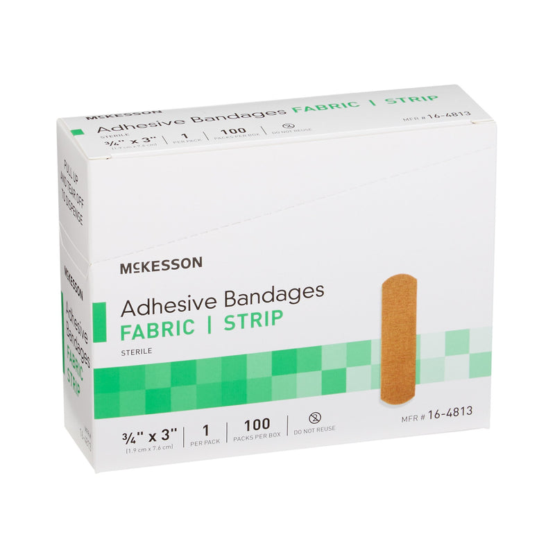 Adhesive Strip McKesson 3/4 X 3 Inch Fabric Rectangle Tan Sterile