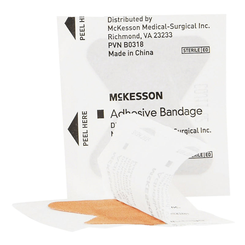 Adhesive Strip McKesson 1.7 X 2 Inch Fabric Fingertip Tan Sterile
