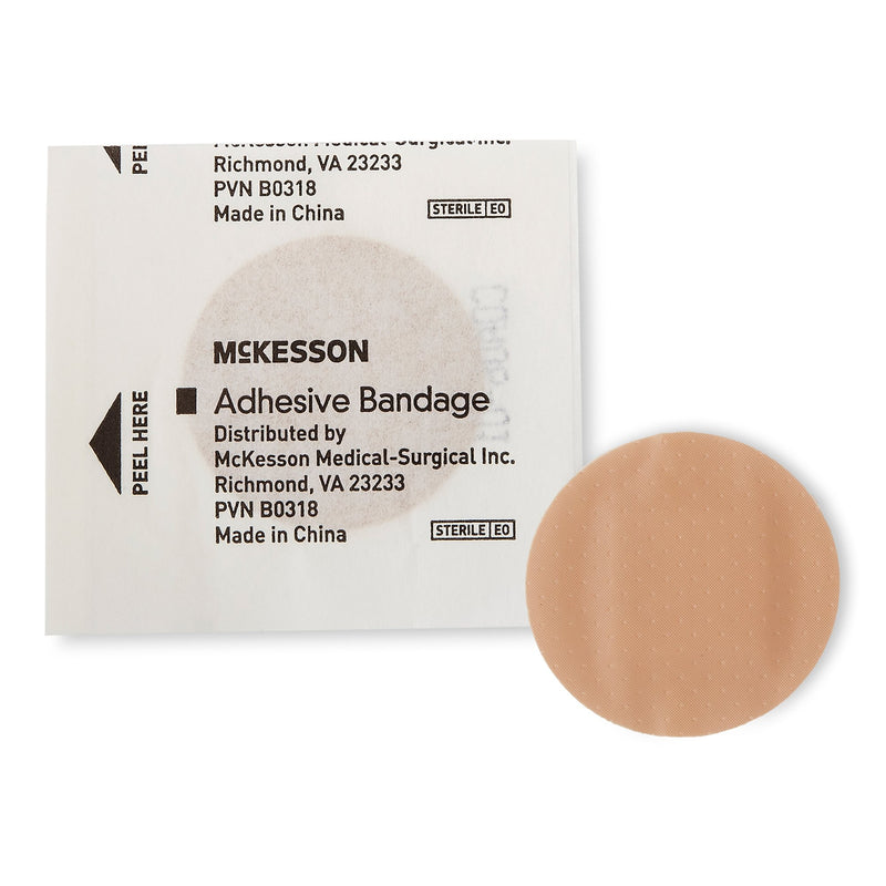 Adhesive Spot Bandage McKesson 1 Inch Plastic Round Tan Sterile