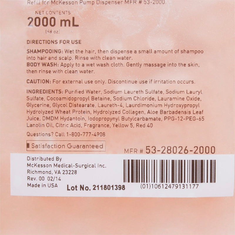 Shampoo and Body Wash McKesson 2,000 mL Dispenser Refill Bag Apricot Scent