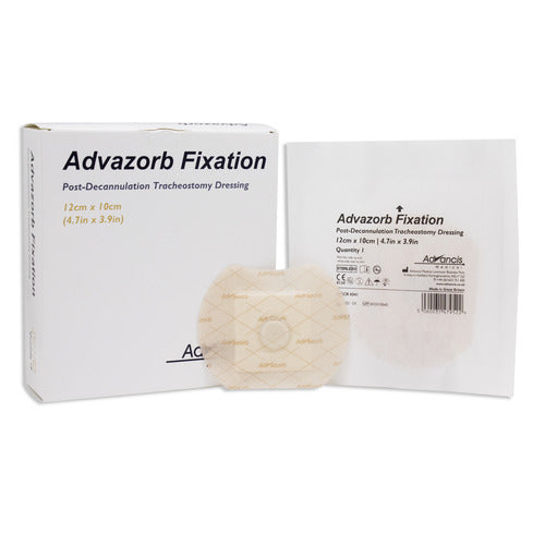 Dukal Tracheostomy Dressing Advazorb Fixation Foam / Silicone 4-1/2 X 4 Inch Round Sterile, 10/BX