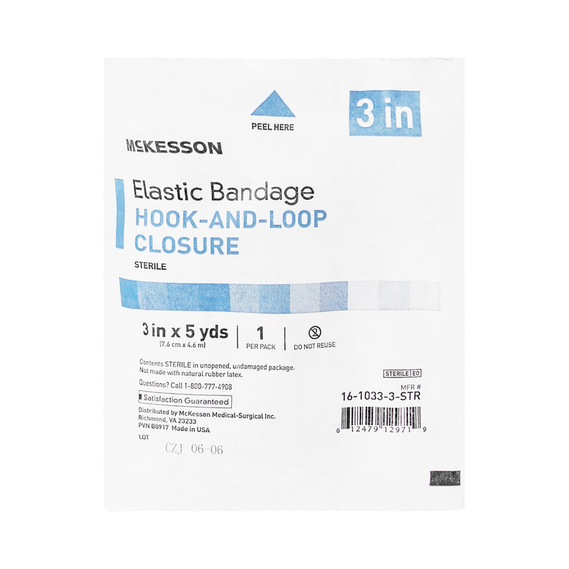 Elastic Bandage McKesson 3 Inch X 5 Yard Single Hook and Loop Closure Tan Sterile Standard Compression