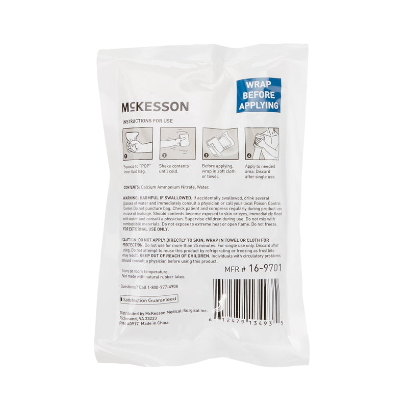 Instant Cold Pack McKesson General Purpose 4 X 6 Inch Plastic / Calcium Ammonium Nitrate / Water Disposable