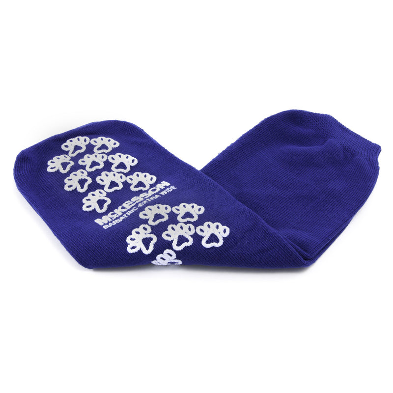 Slipper Socks McKesson Terries™ Unisex Adult Bariatric / X-Wide Single Tread Single Patient Use Royal Blue