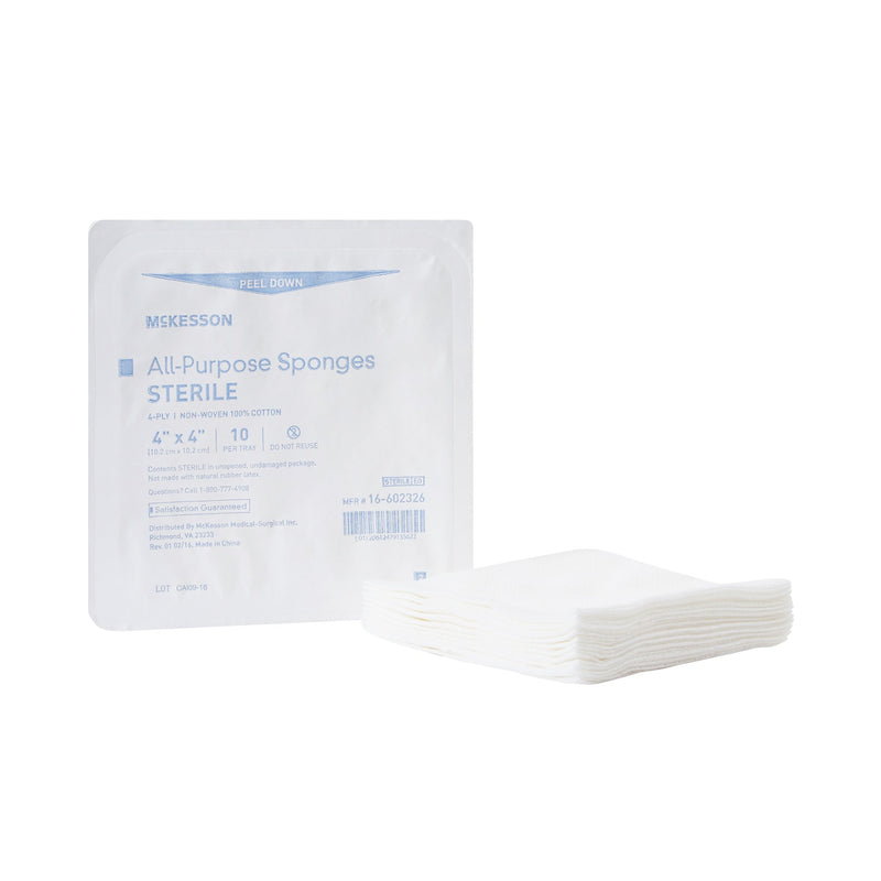 Nonwoven Sponge McKesson 4 X 4 Inch 4-Ply Sterile 10 per Tray