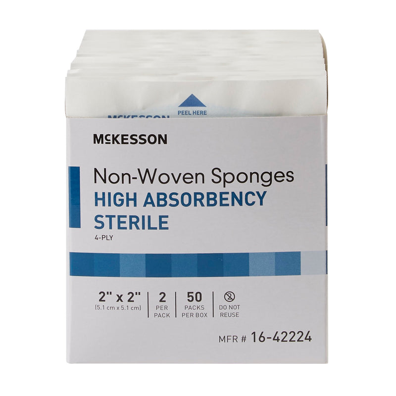 Nonwoven Sponge McKesson 2 X 2 Inch 4-Ply Sterile 2 per Pack