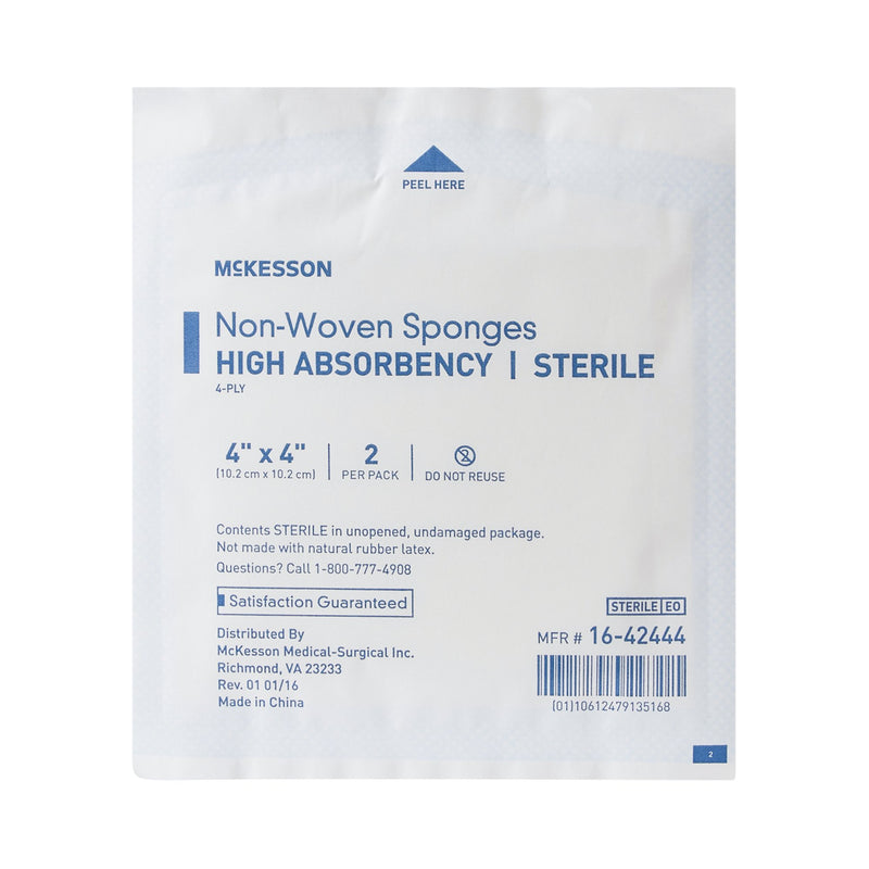 Nonwoven Sponge McKesson 4 X 4 Inch 4-Ply Sterile 2 per Pack