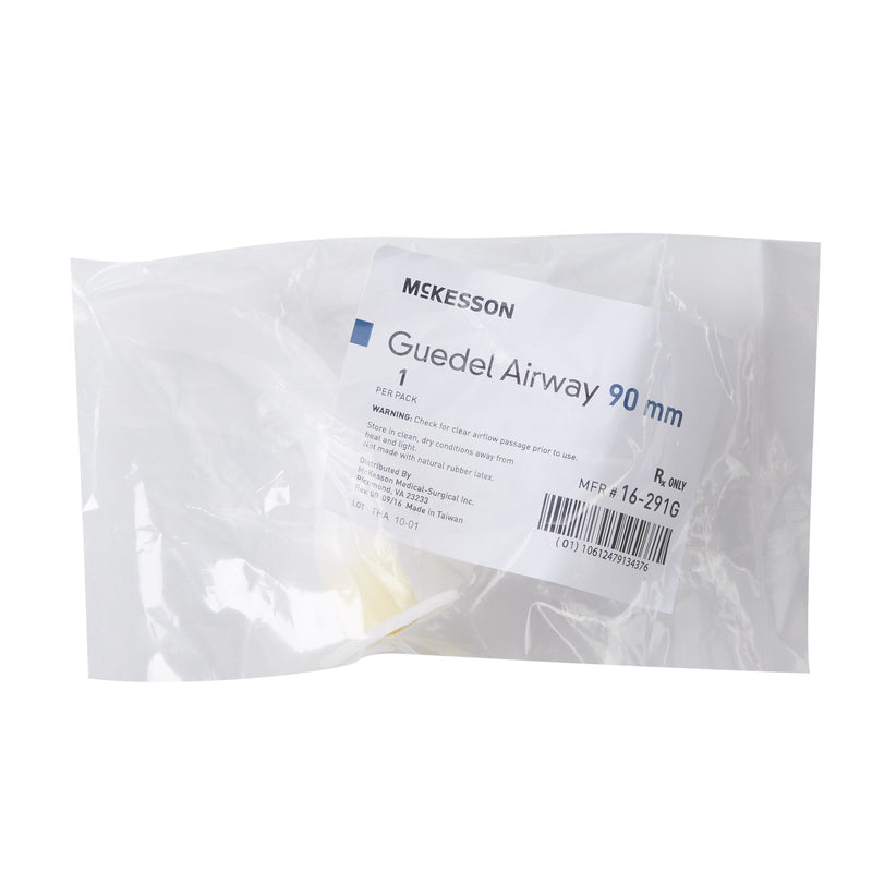 Guedel Oropharyngeal Airway McKesson Yellow 90 mm Length Size 9 NonSterile Adult