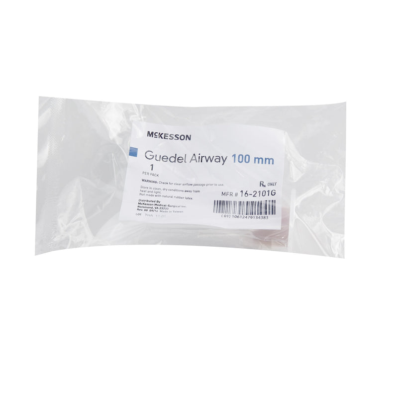 Guedel Oropharyngeal Airway McKesson Red 100 mm Length Size 5 NonSterile Adult