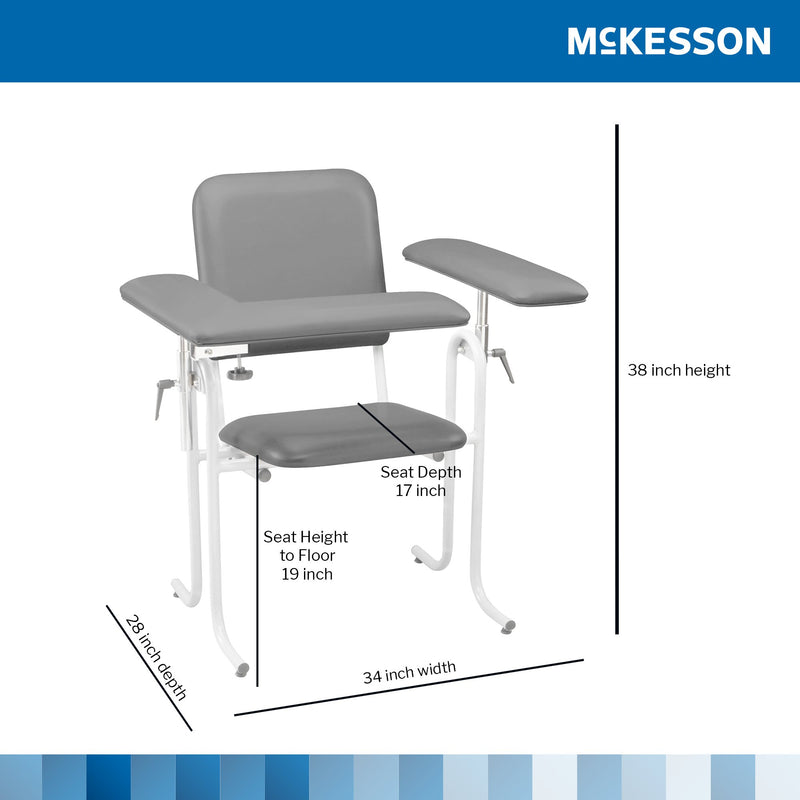 Blood Drawing Chair McKesson 1 Straight Arm / 1 Flip Up Arm Gray