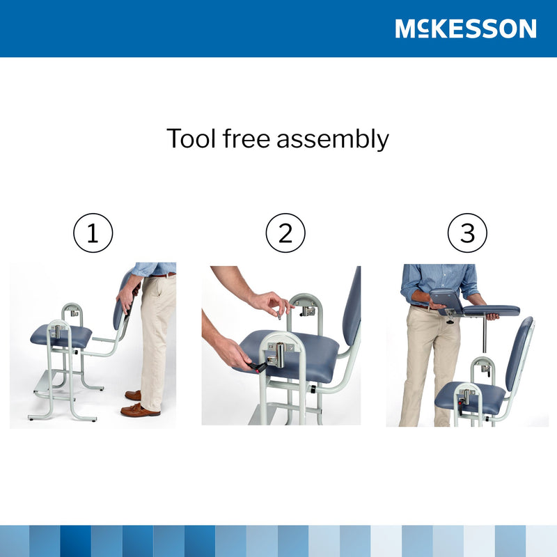 Blood Drawing Chair McKesson 1 Straight Arm / 1 Flip Up Arm Gray