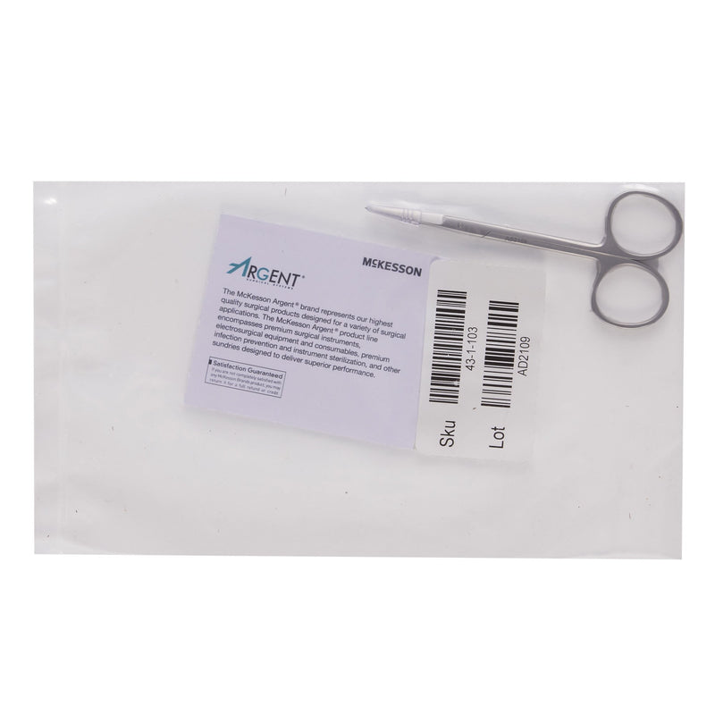 Iris Scissors McKesson Argent™ 4 Inch Length Surgical Grade Stainless Steel Finger Ring Handle Sharp Tip / Sharp Tip