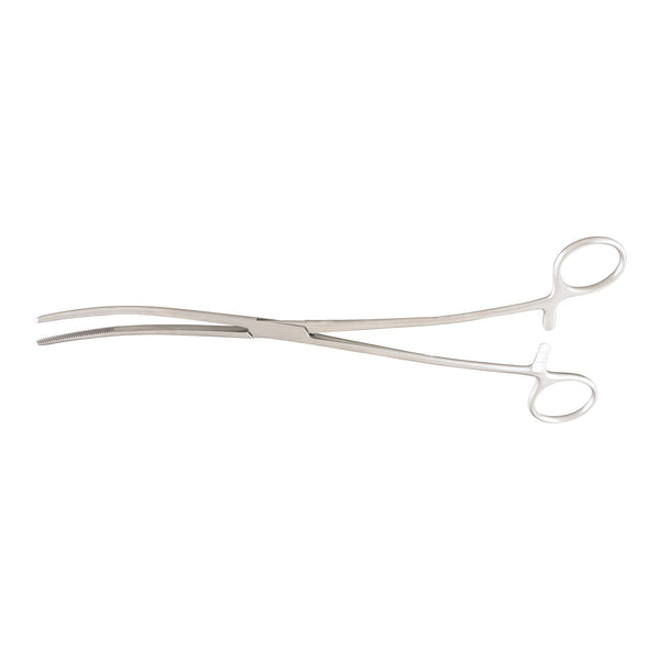 Uterine Dressing Forceps McKesson Argent™ Bozeman 10-1/2 Inch Length OR / Surgical Grade German Stainless Steel NonSterile Locking Finger Ring Handle Double Curved Serrated Tips