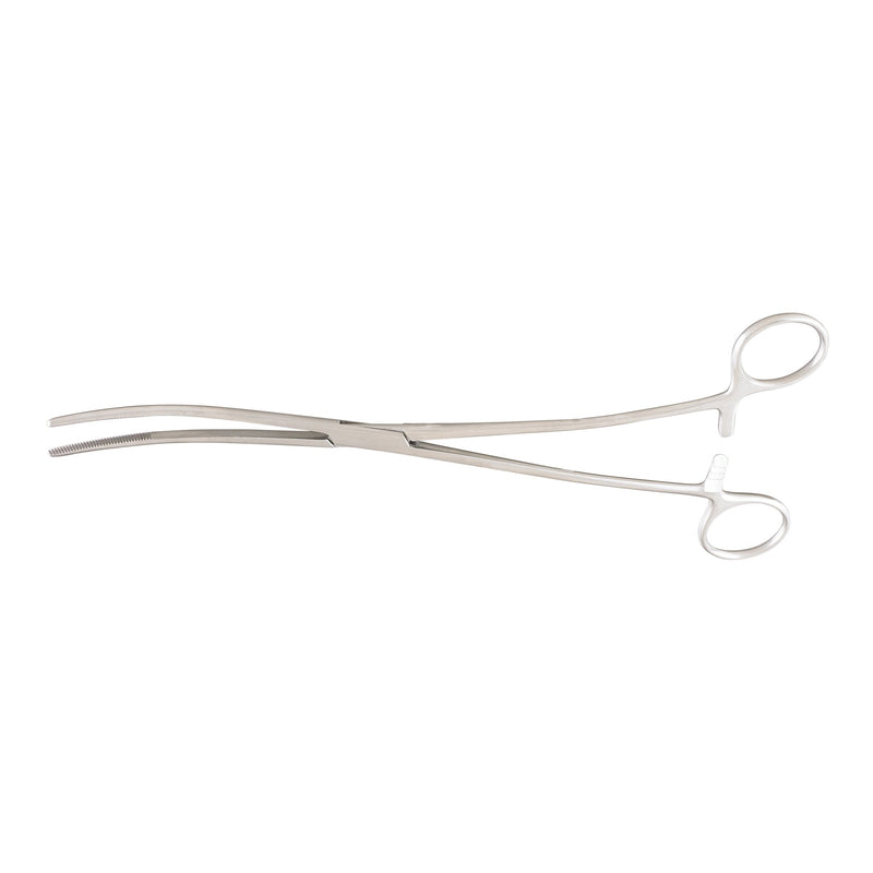 Uterine Dressing Forceps McKesson Argent™ Bozeman 10-1/2 Inch Length OR / Surgical Grade German Stainless Steel NonSterile Locking Finger Ring Handle Double Curved Serrated Tips