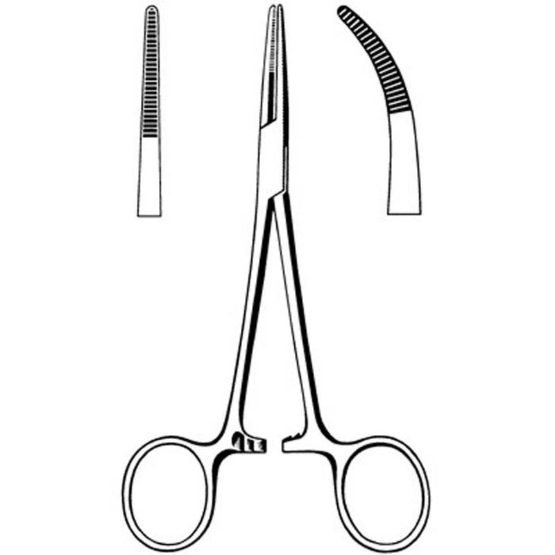 Hemostatic Forceps McKesson Argent™ Kelly 5-1/2 Inch Length OR / Surgical Grade German Stainless Steel NonSterile Locking Finger Ring Handle Curved Serrated Tips