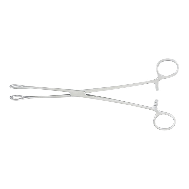 Sponge Forceps McKesson Argent™ Foerster 9-1/2 Inch Length OR / Surgical Grade German Stainless Steel NonSterile Locking Finger Ring Handle Straight Fenestrated Serrated Oval Tips