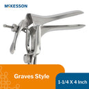 Vaginal Speculum McKesson Graves NonSterile Office Grade Stainless Steel Medium Double Blade Duckbill Reusable Without Light Source Capability